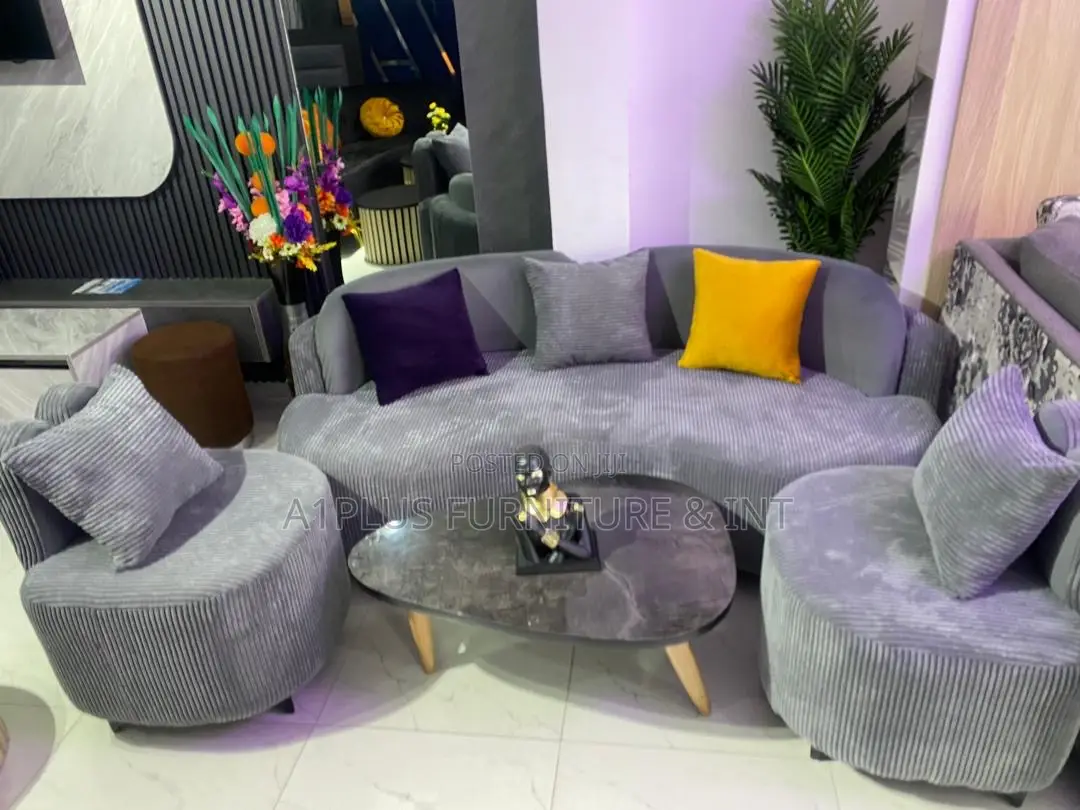 3,1,1 Dark Grey Sofa Set With Pillows
