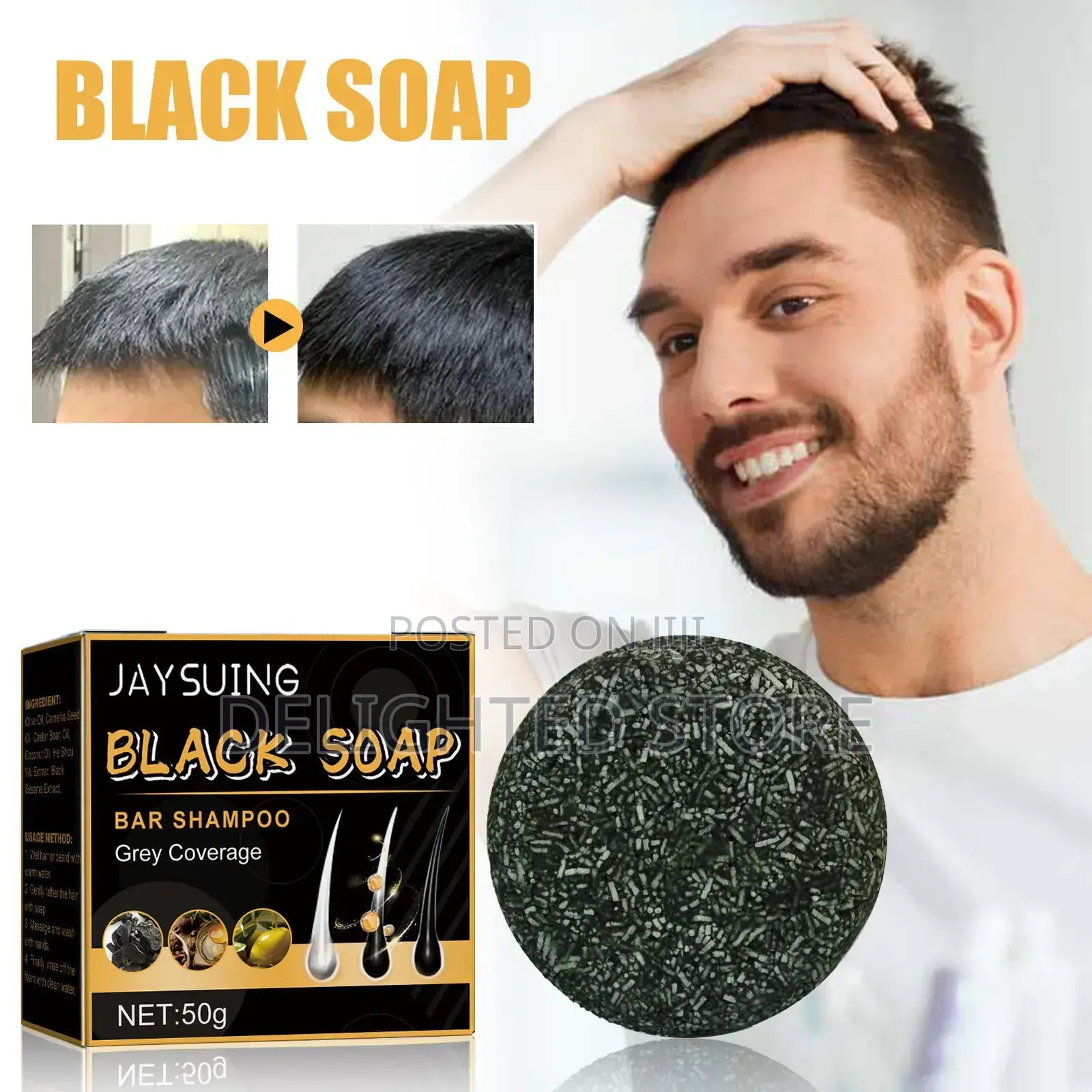 Jaysuing Black Thick Strengthening Hair Care Soap