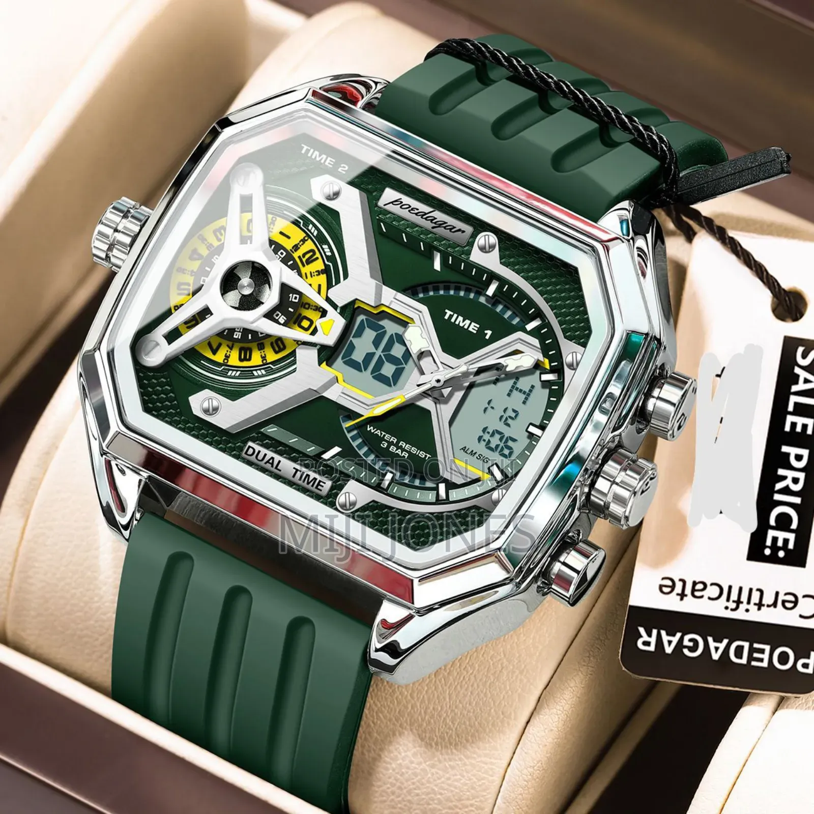 Poedagar Rubber Dual Time Sports Watch