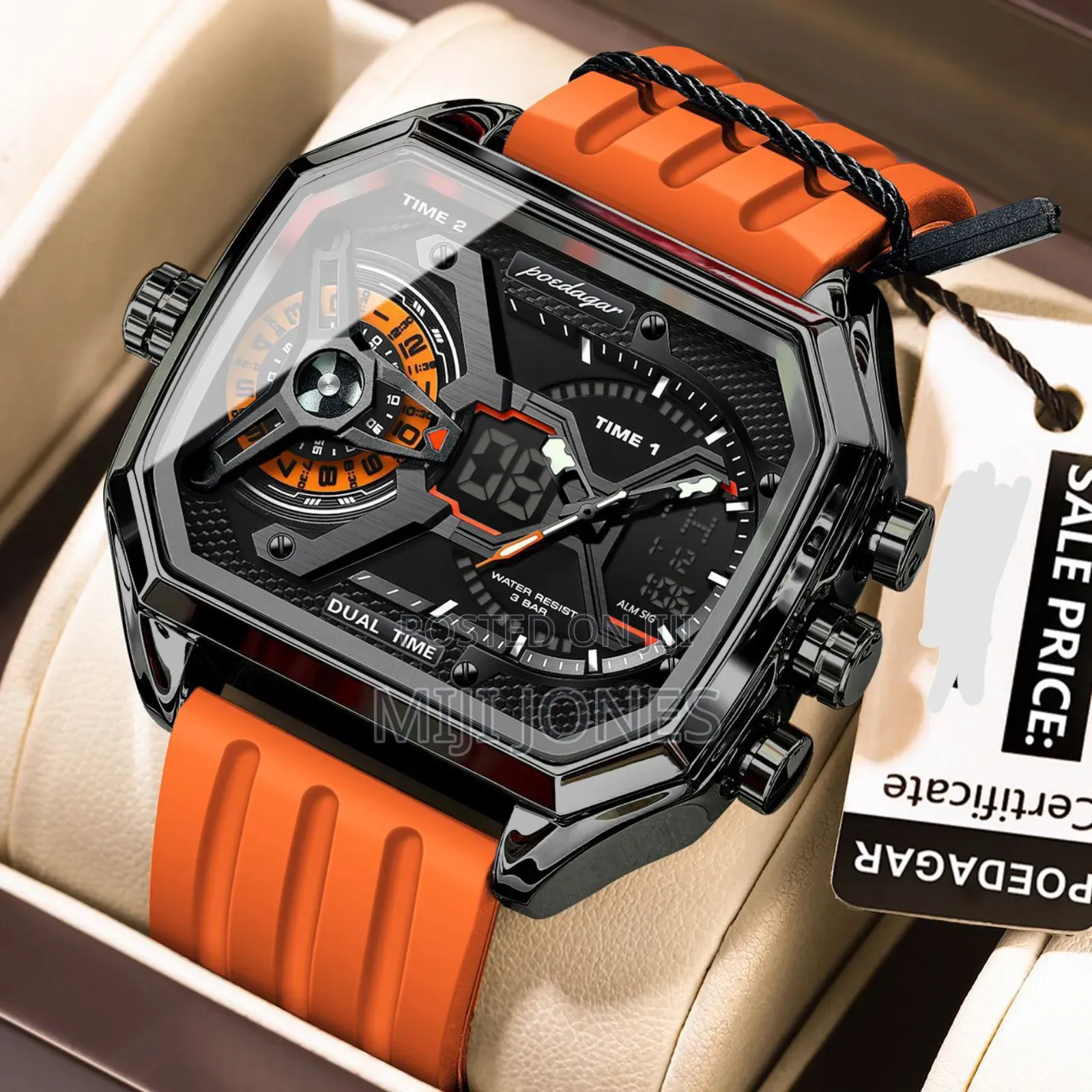 Poedagar Rubber Dual Time Sports Watch