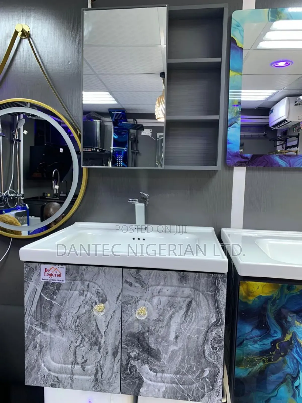 Grey Cabinet With Mirror