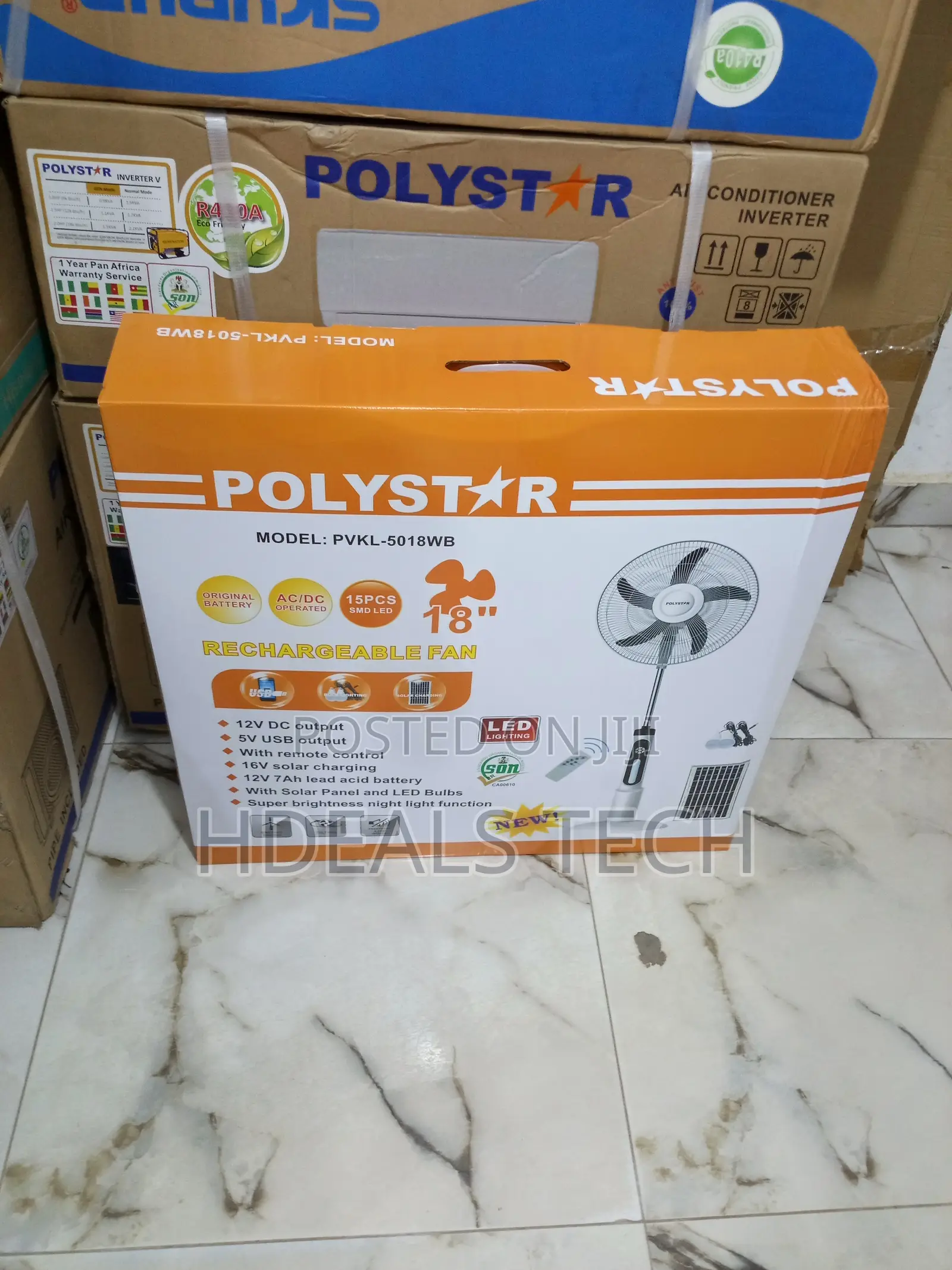 Poystar Rechargeable Fan 18" With Remote - PVKL-5018wb