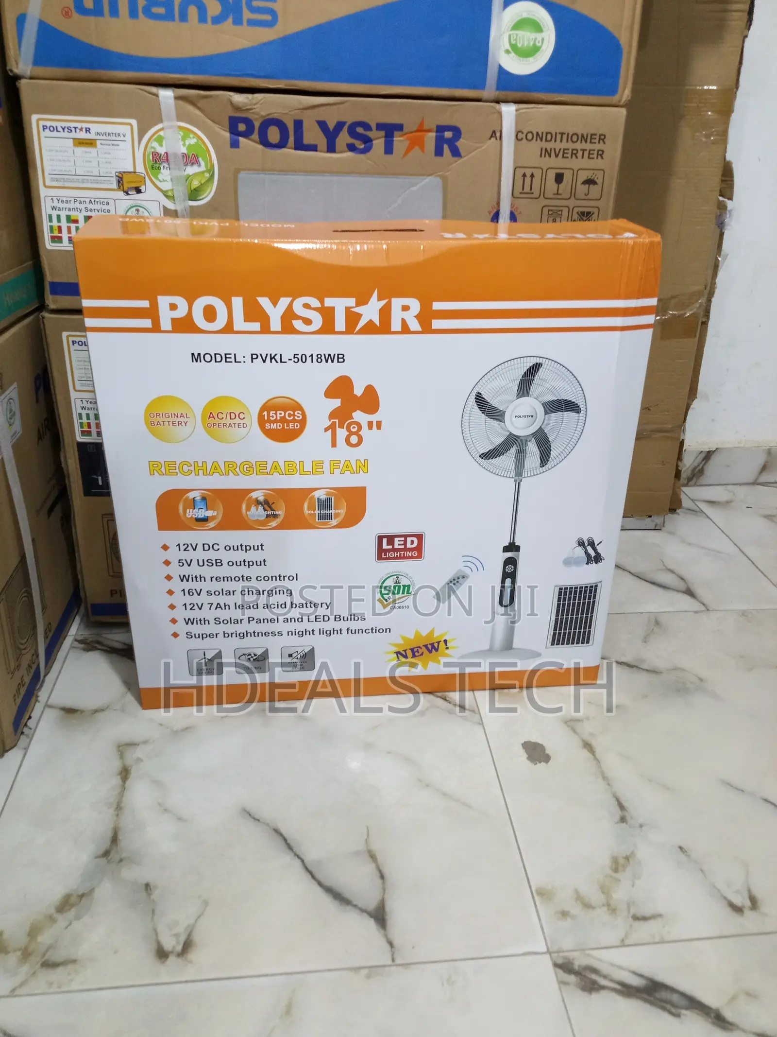 Polystar 18" Dc/Acrechargeable Fan With 3-Speed Control
