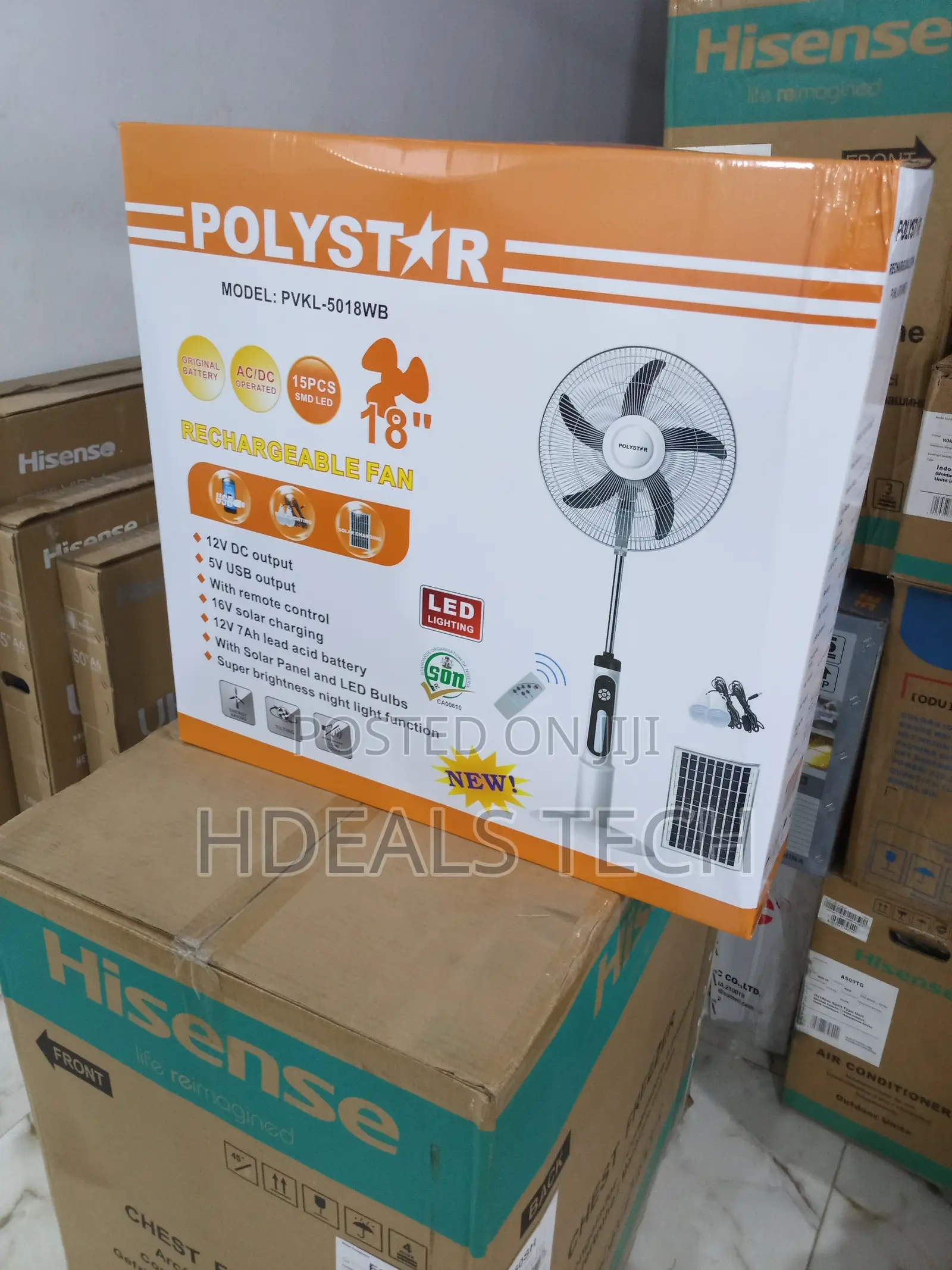 Remote-Controlled Polystar 18" Fan With Led Usb