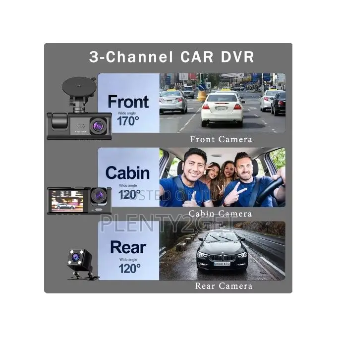 3 Lenses Hd 1080p Car Driving Recorder