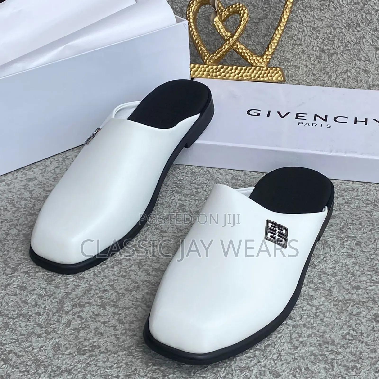All White Flat Half Shoe Available
