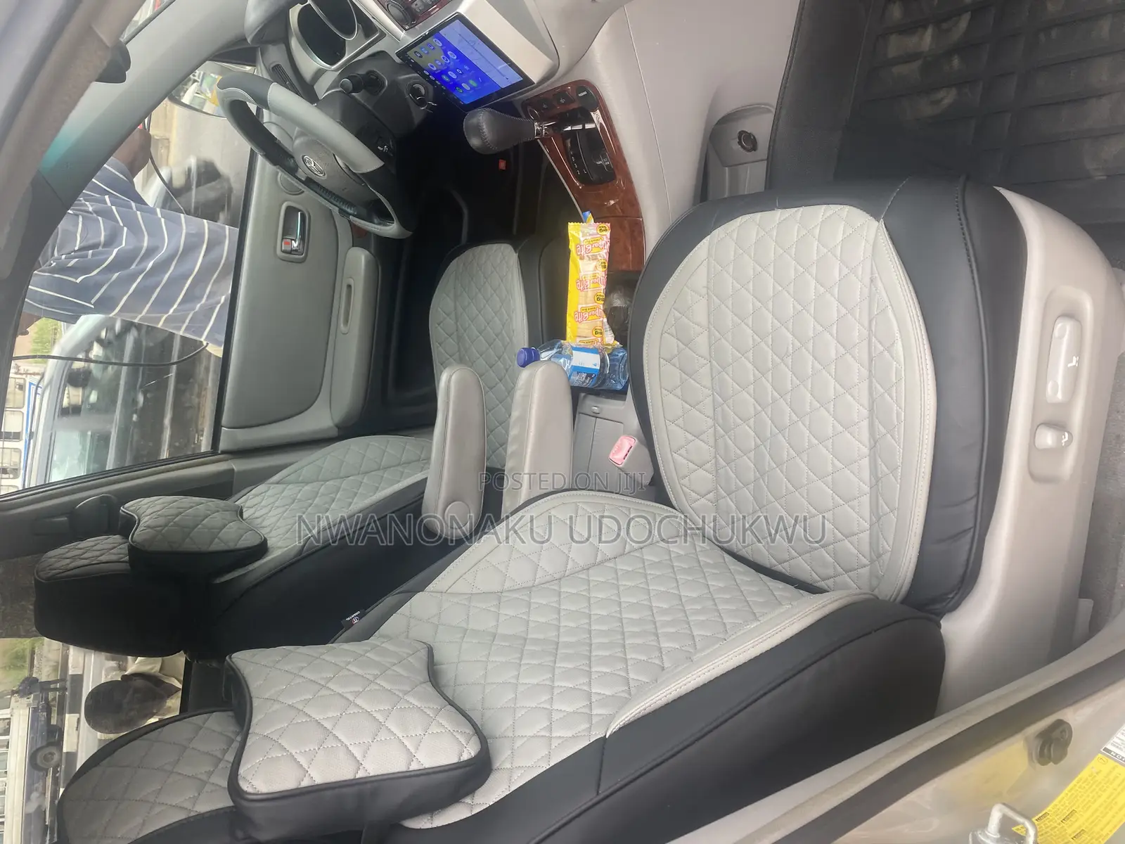 T P Leather Seat Cover Ash and Black