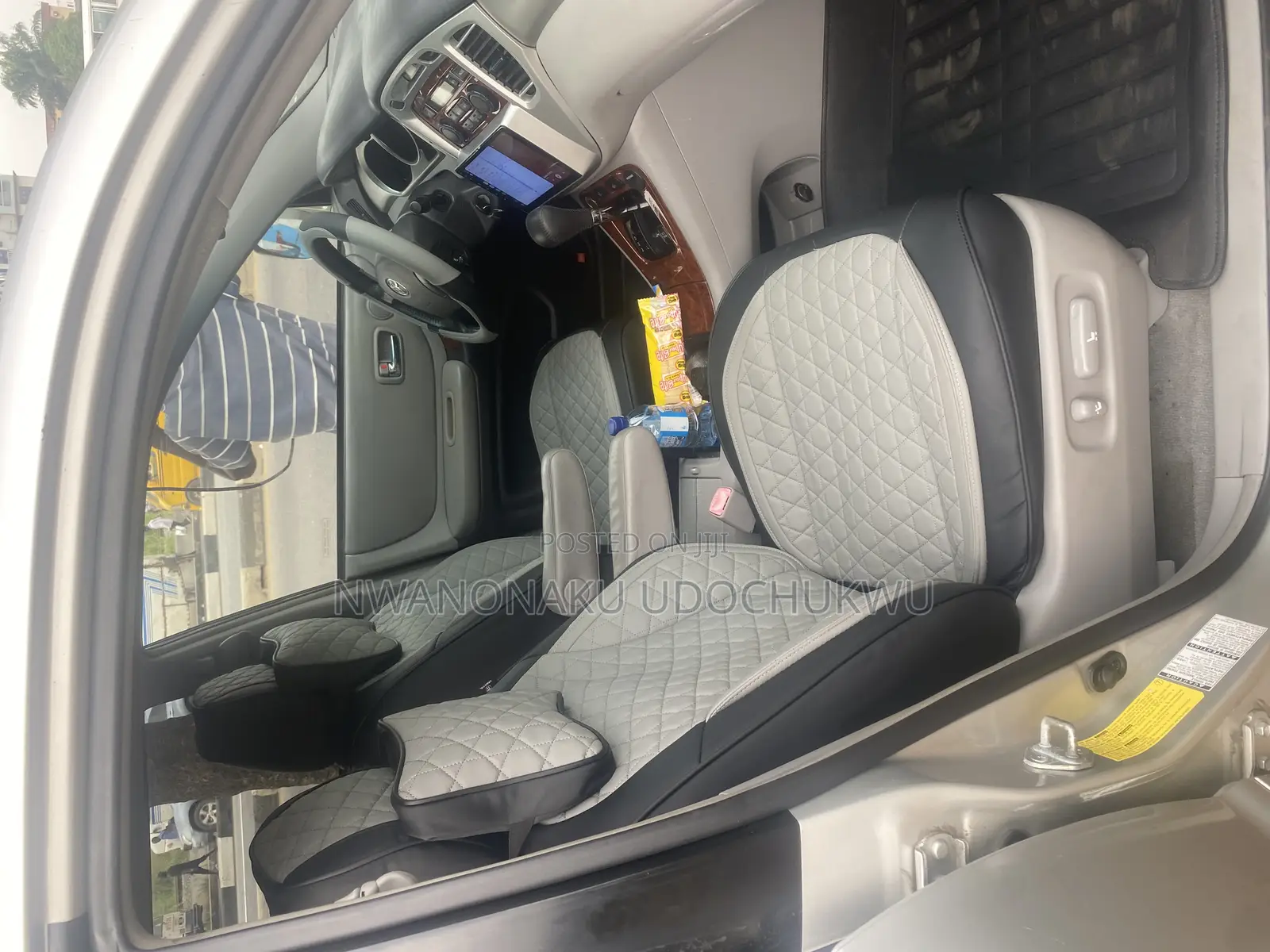 T P Leather Seat Cover Ash and Black