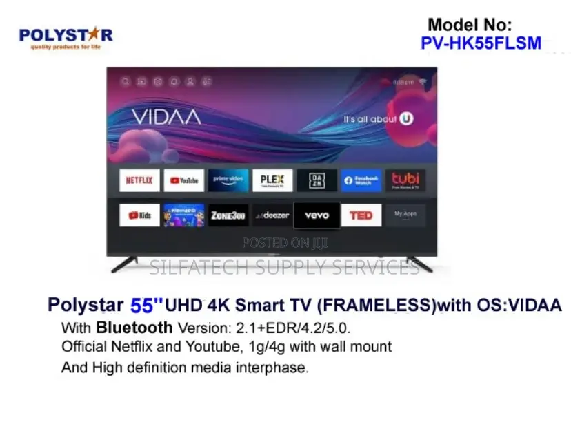Original Polystar 55inches Led Smart Tv