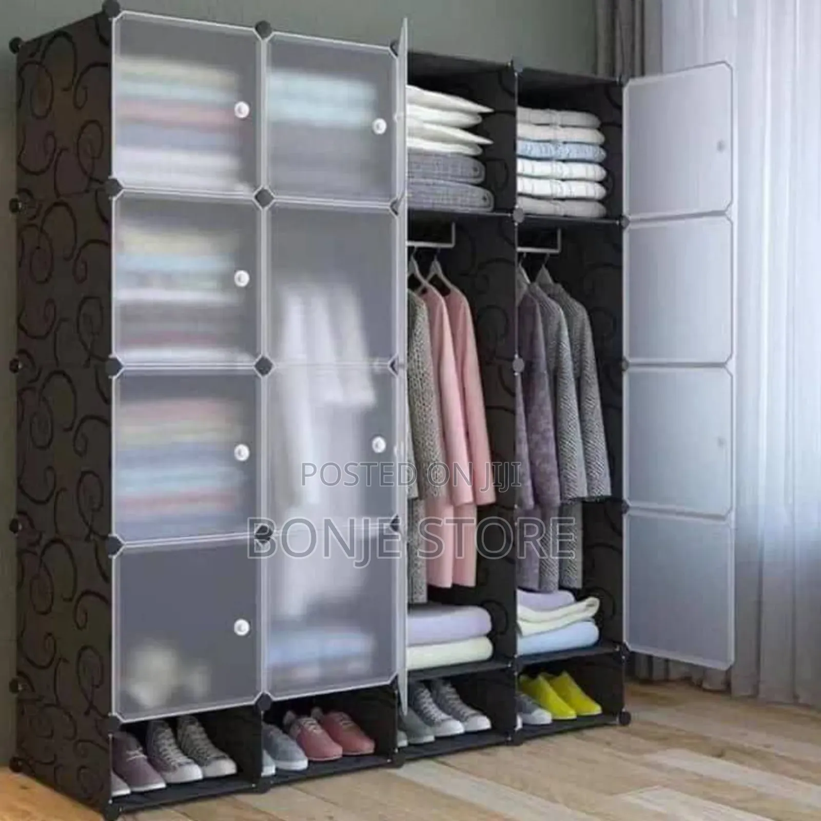 4 Columns Plastic Wardrobe - Adjustable Easy to Install