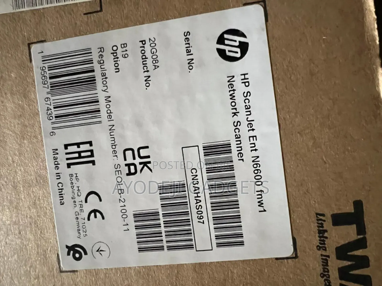 Hp Scanjet Enterprise Flow N6600 Fnw1 (20g08a)