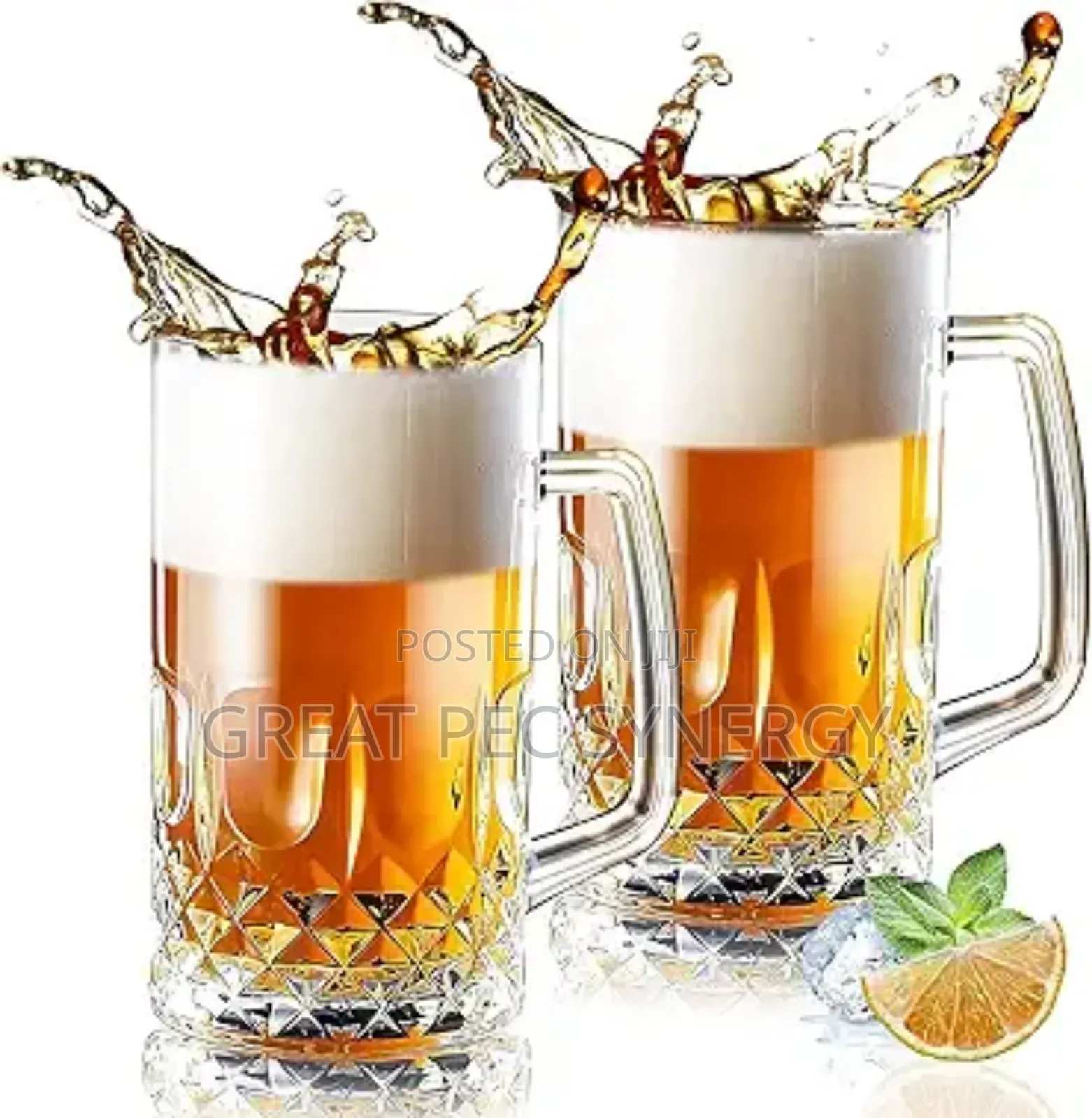 2 Pieces Thick Glass Cup - Traditional Beer Glass Mug (50cl)