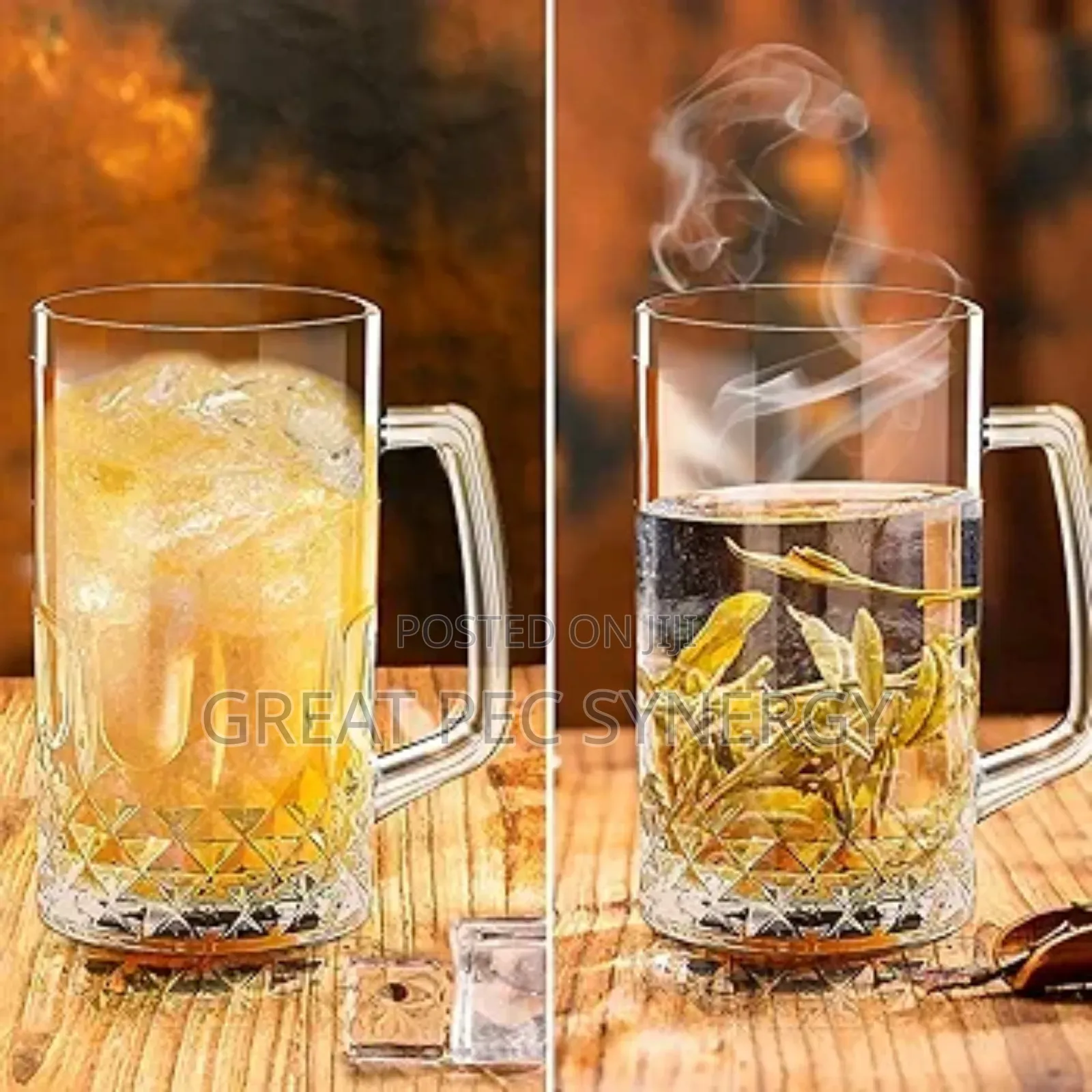 2 Pieces Thick Glass Cup - Traditional Beer Glass Mug (50cl)