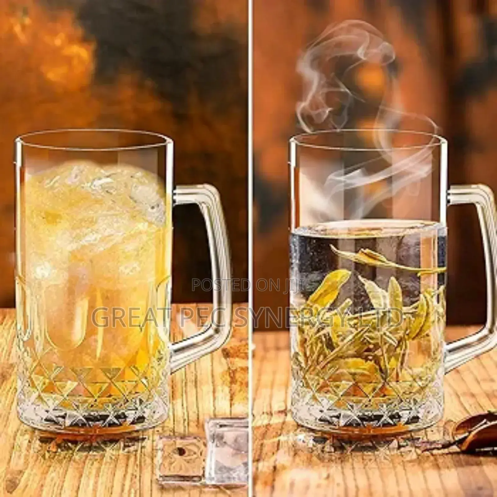2 Pieces Thick Glass Cup - Traditional Beer Glass Mug (50cl)