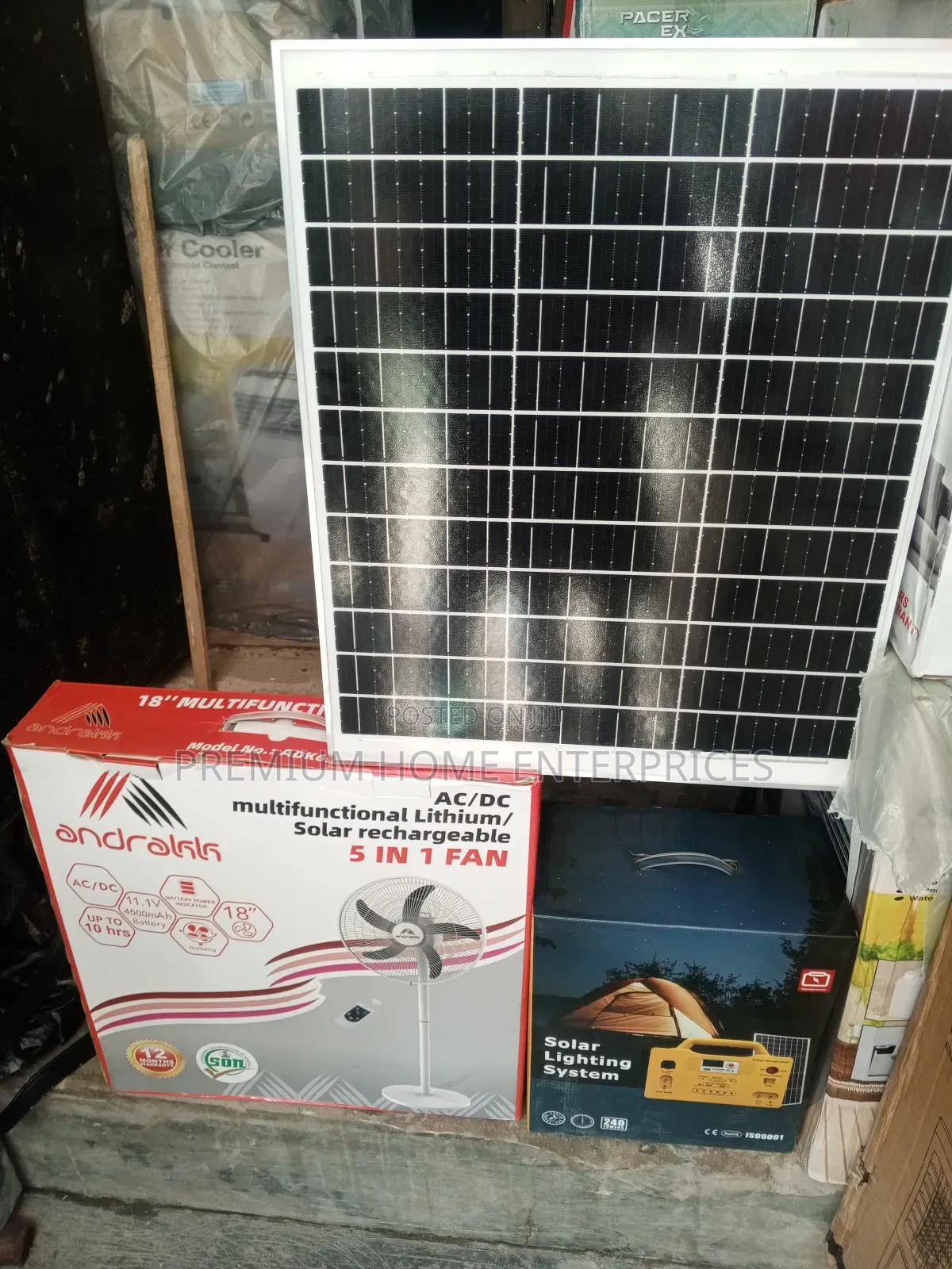 Combo Solar Generator+Panel 50 Watts+Rechargeable Fan 18 Inc