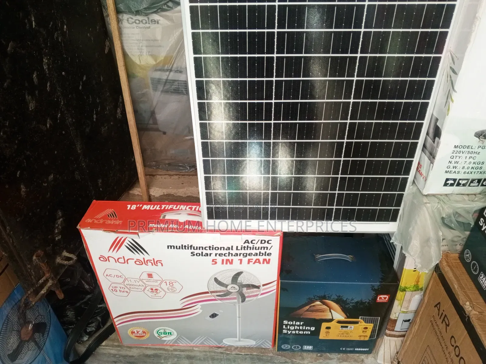 Combo Solar Generator+Panel 50 Watts+Rechargeable Fan 18 Inc
