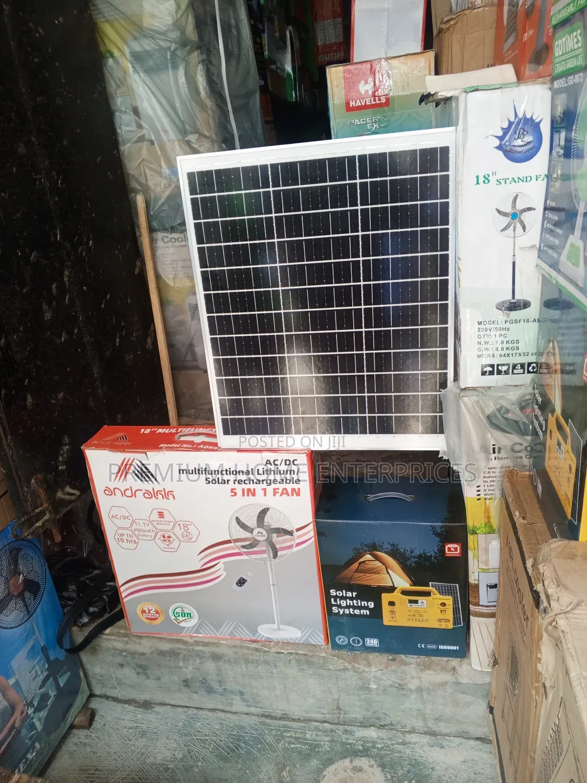 Combo Solar Generator+Panel 50 Watts+Rechargeable Fan 18 Inc