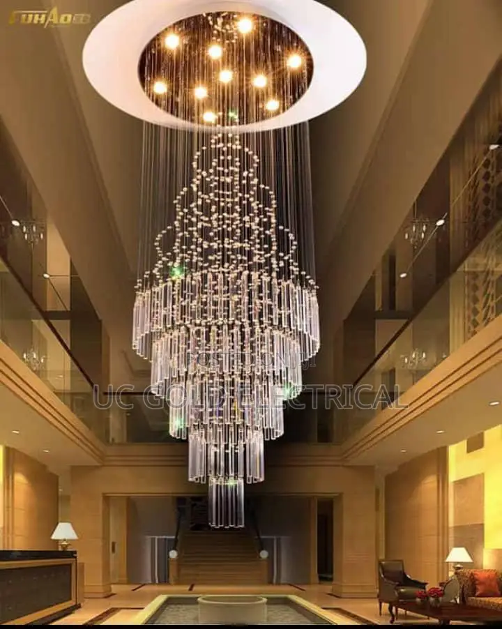 Modern Led Staircase Crystal Chandelier Penthouse