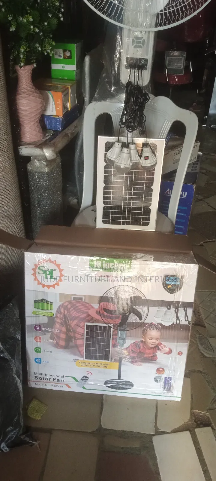 18inch Rechargeable Fan With 4 Bulbs