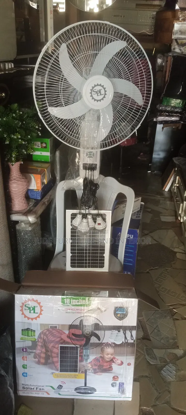 18inch Rechargeable Fan With 4 Bulbs