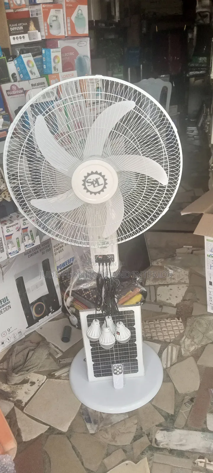18inch Rechargeable Fan With 4 Bulbs
