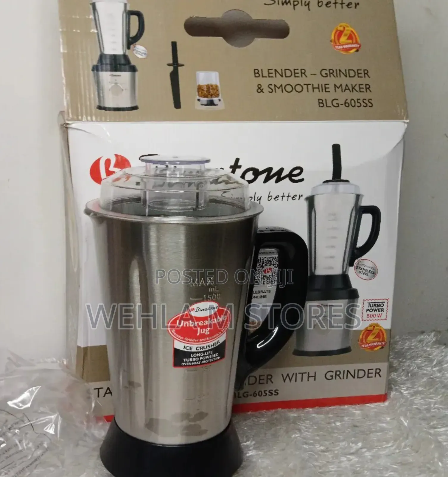 Binatone Stainless Steel Blender Grinder - BLG-605 Ss