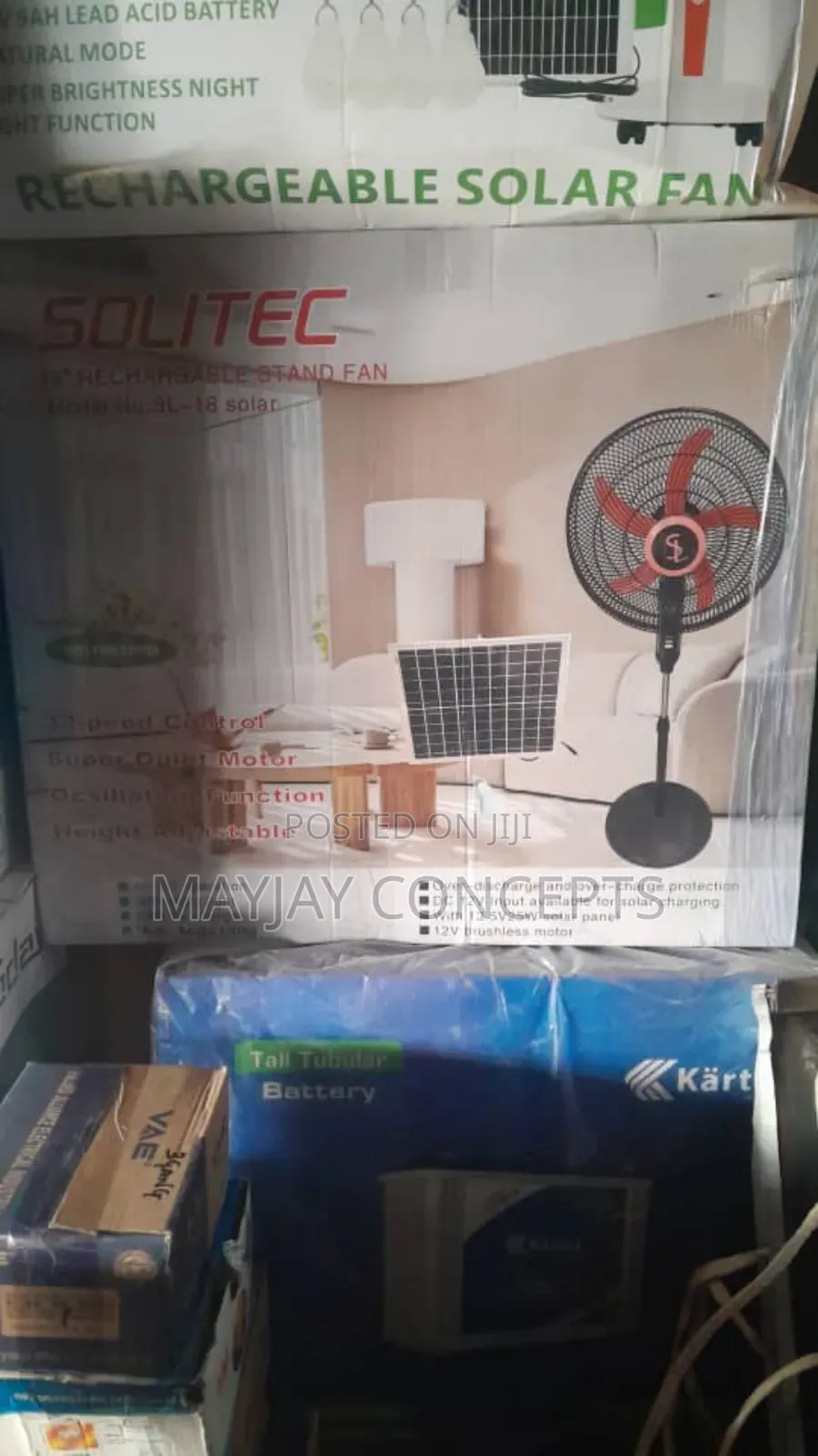 18" Solitec Rechargeable Ac/Dc Solar Fan+Panel+Bulb