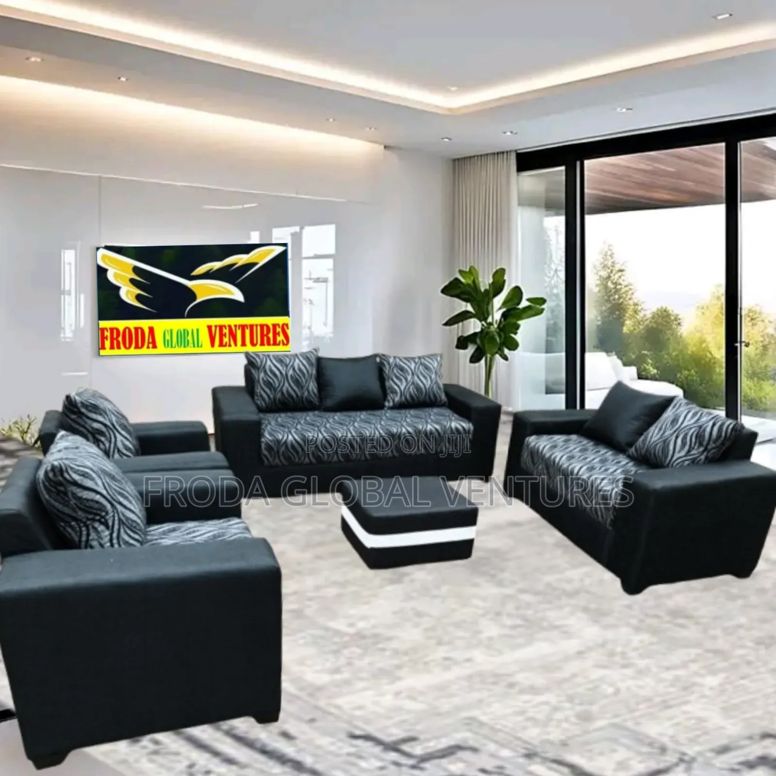 Sofa Chairs and Puffy Table. Set of 3+2+1+1 Seaters. Ebc1