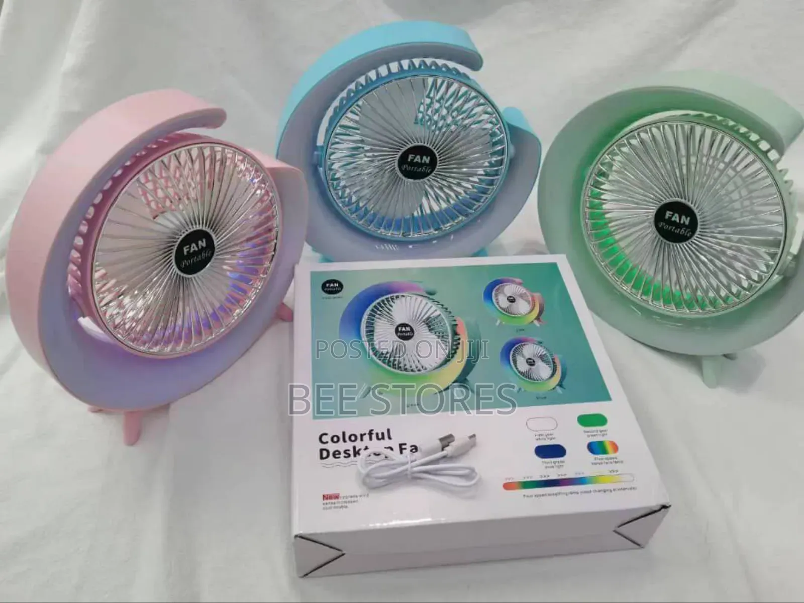 Colourful Rechargeable Fan With Light