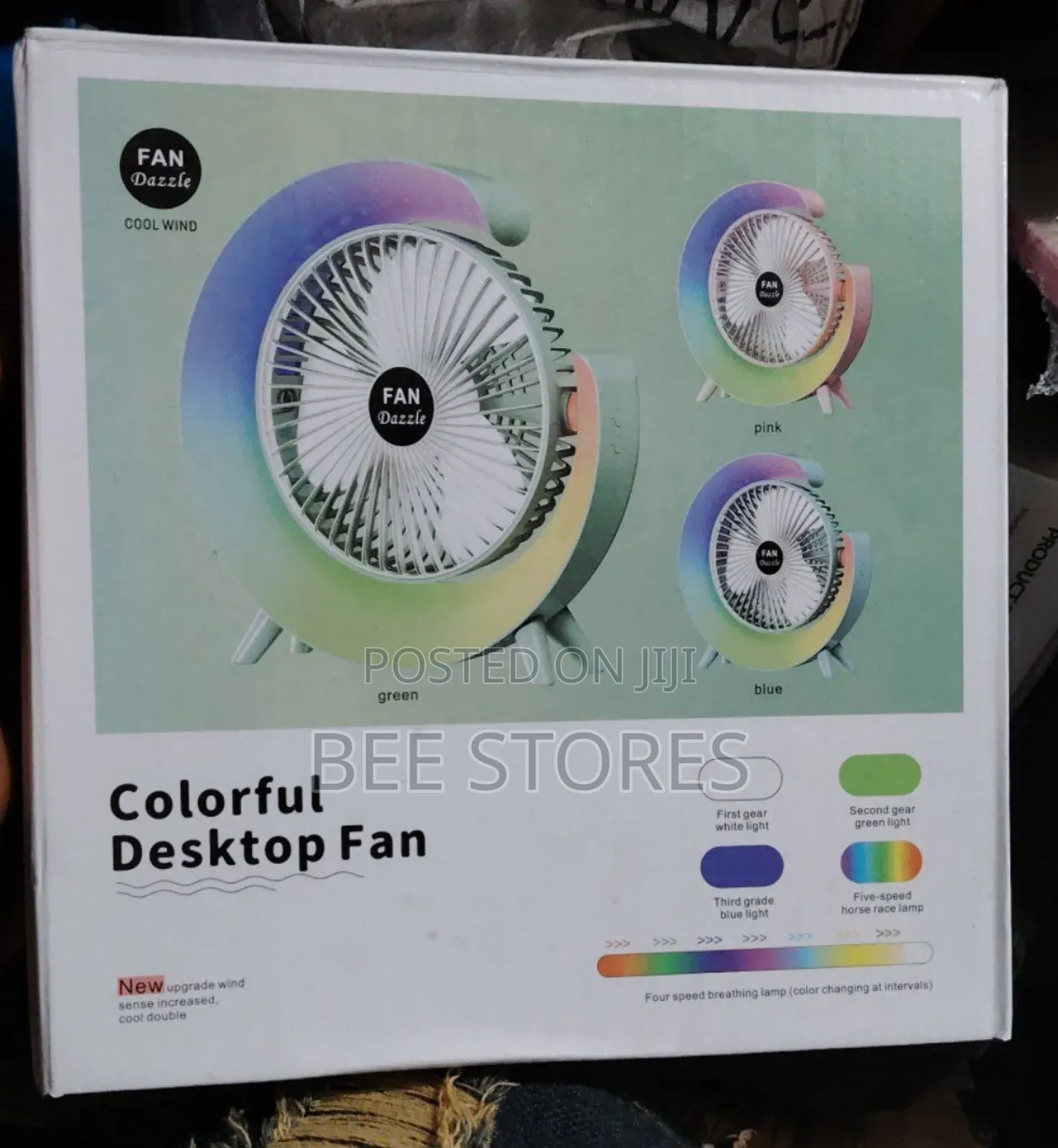 Colourful Rechargeable Fan With Light
