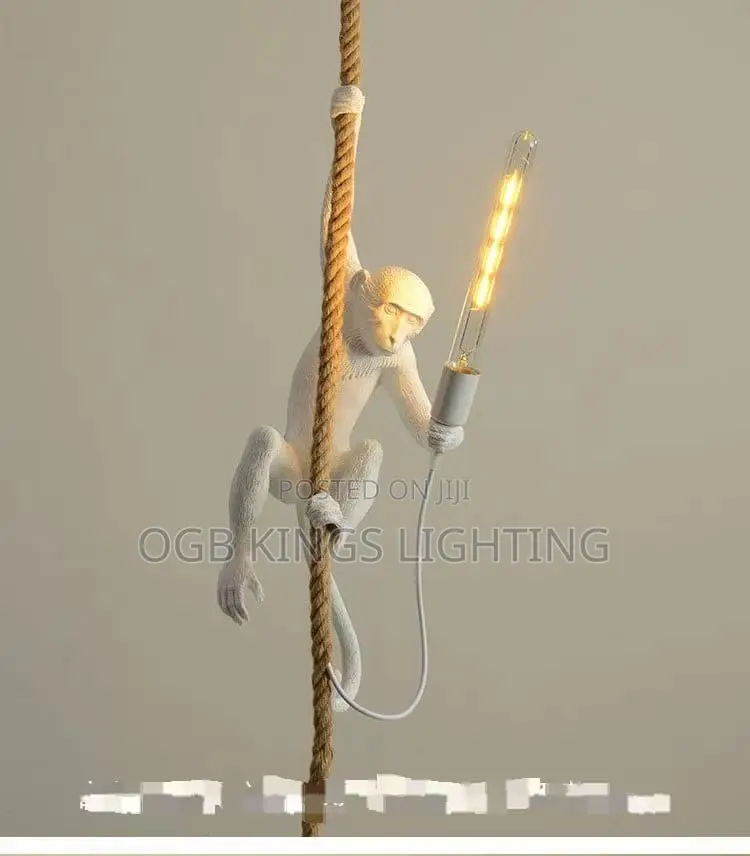 Nordic Led Art Monkey Pendant Light Resin Simian Pendantlamp