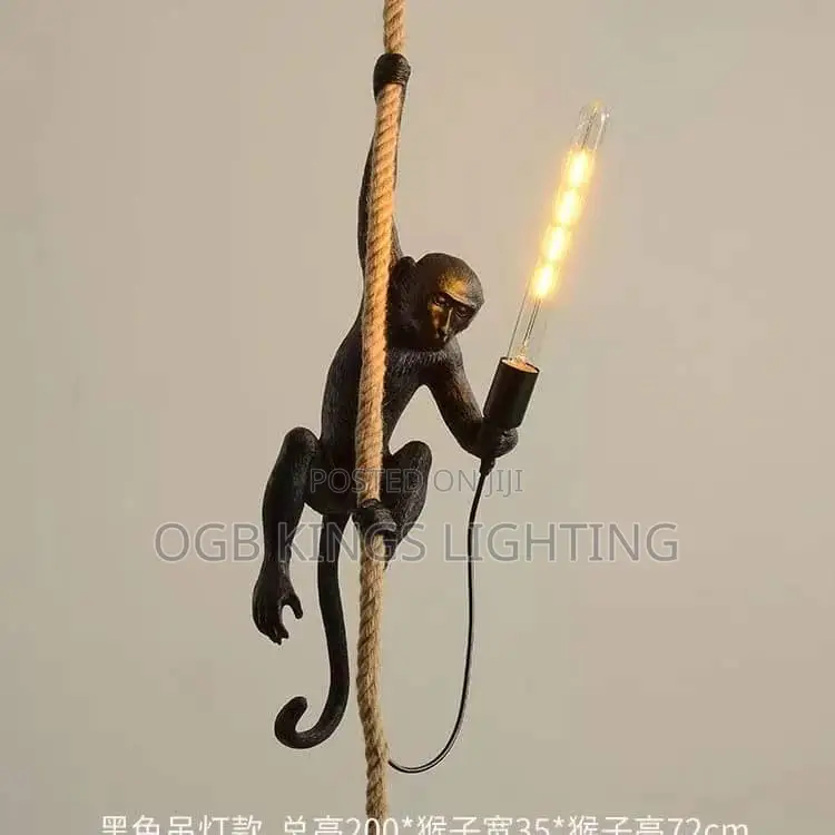 Nordic Led Art Monkey Pendant Light Resin Simian Pendantlamp
