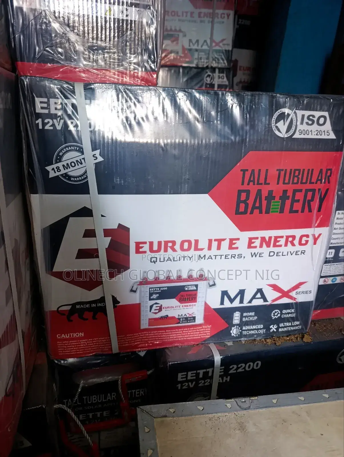 220 A  12 V Eurolite Tall Tubular Solar Battery