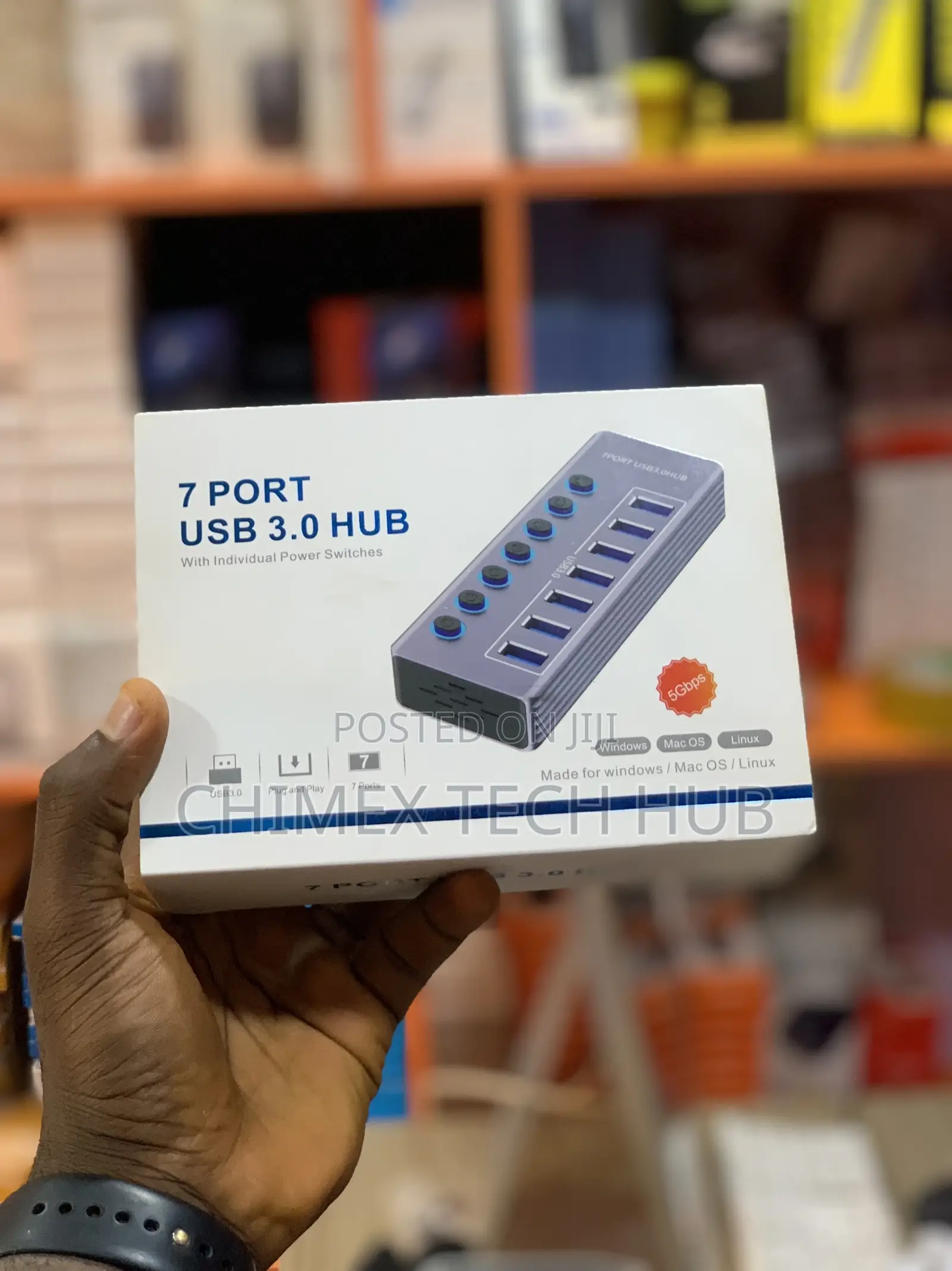 7 Port Usb 3.0 Hub With Individual Power Switches