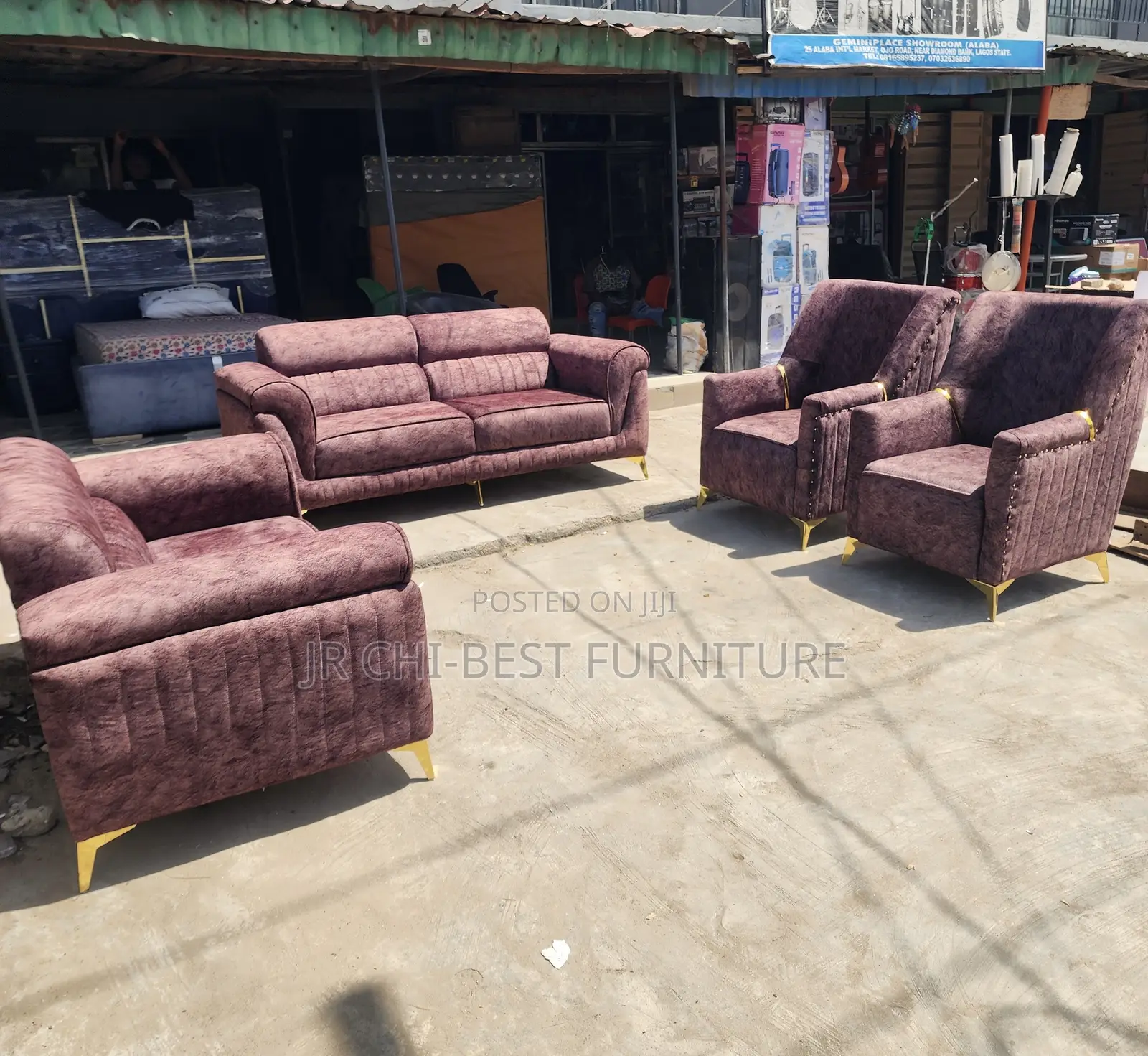Set of Well Manufactured Upholstery Fabric Sofa Chairs