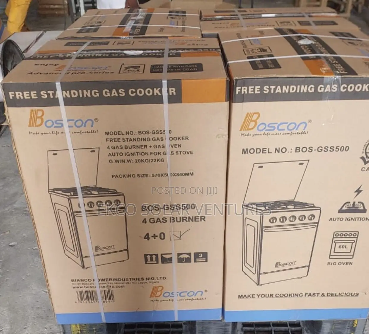 Boscon Standing Gas Cooker 4 Burner + Oven (60l)