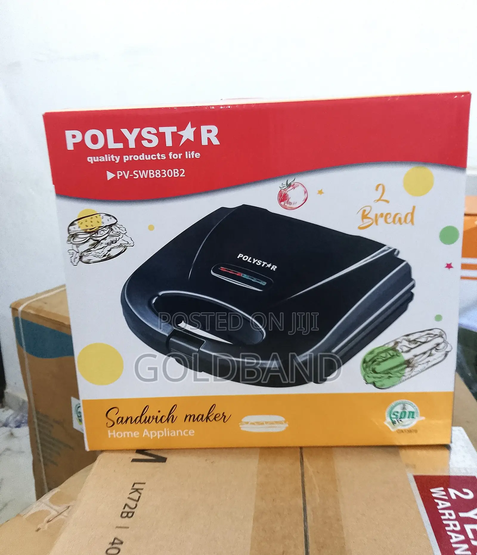 Polystar 2 Slices 750w Sandwich Maker Pv-swb830b2