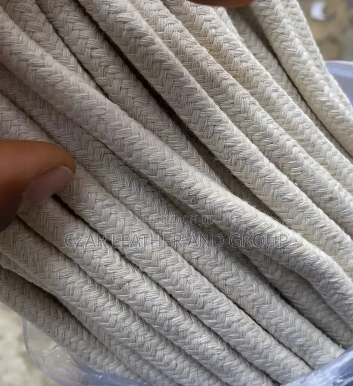 Grey/Offwhite Pipping Cotton Braided Upholstery/Hanging Rope