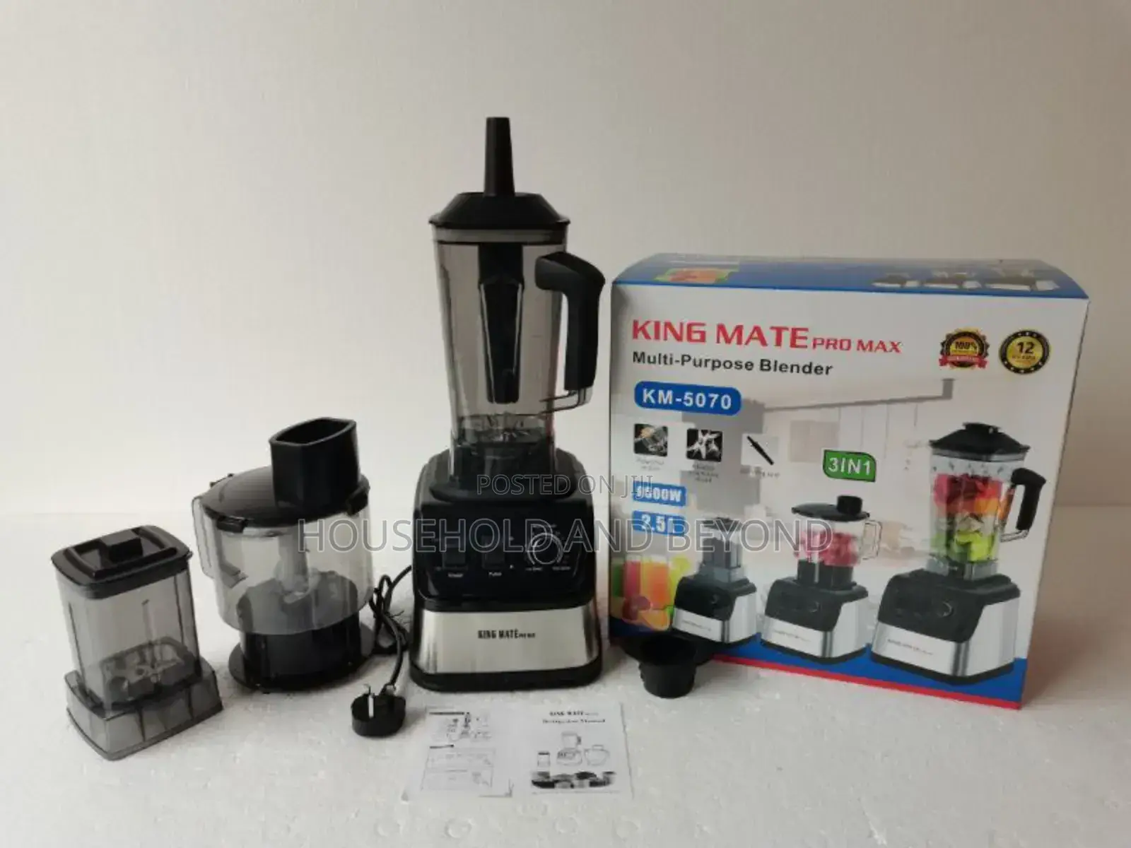 3 in 1 King Mate 5070 Copper Coil 9500 Watts Blender