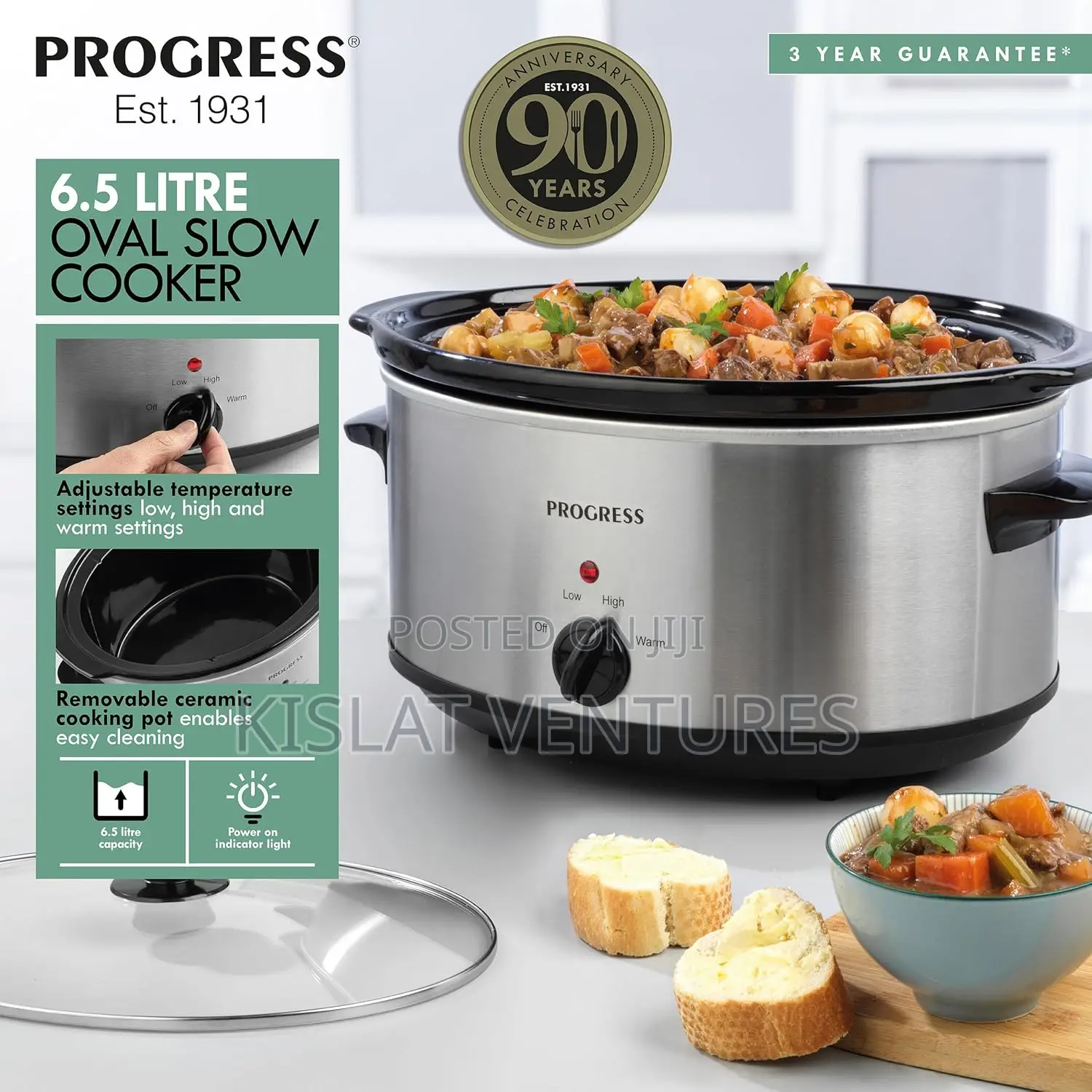 Progress 6.5l Oval Slow Cooker