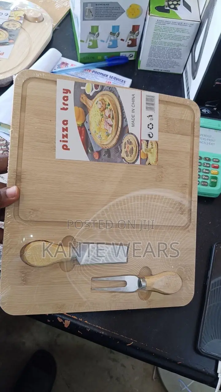 Wooden Board With Pizza Tools
