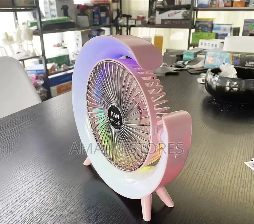 Portable Colourful Desktop Fan With Led Light