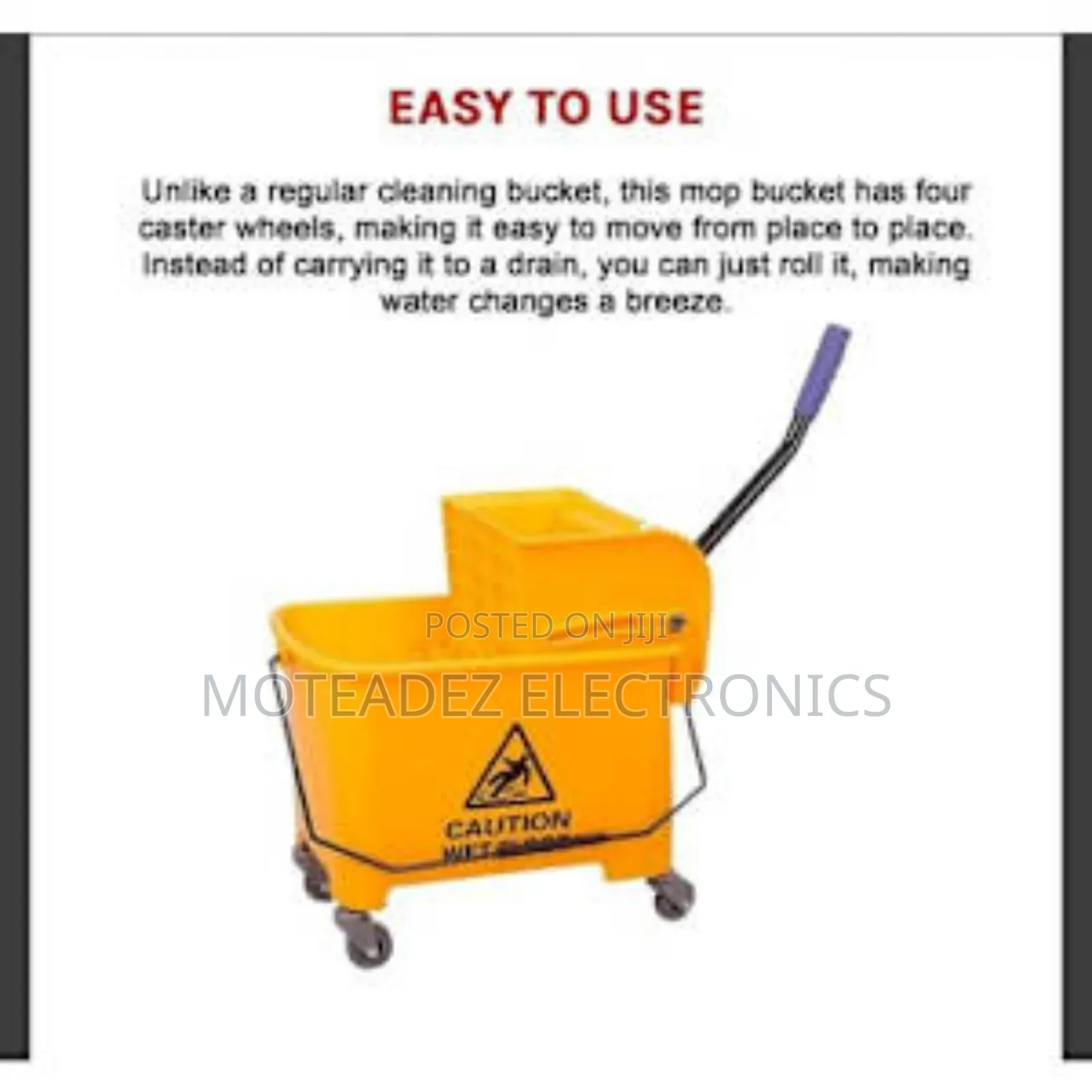 20ltr Wet Floor Caution Mop Bucket With Wringer Cleaning Set