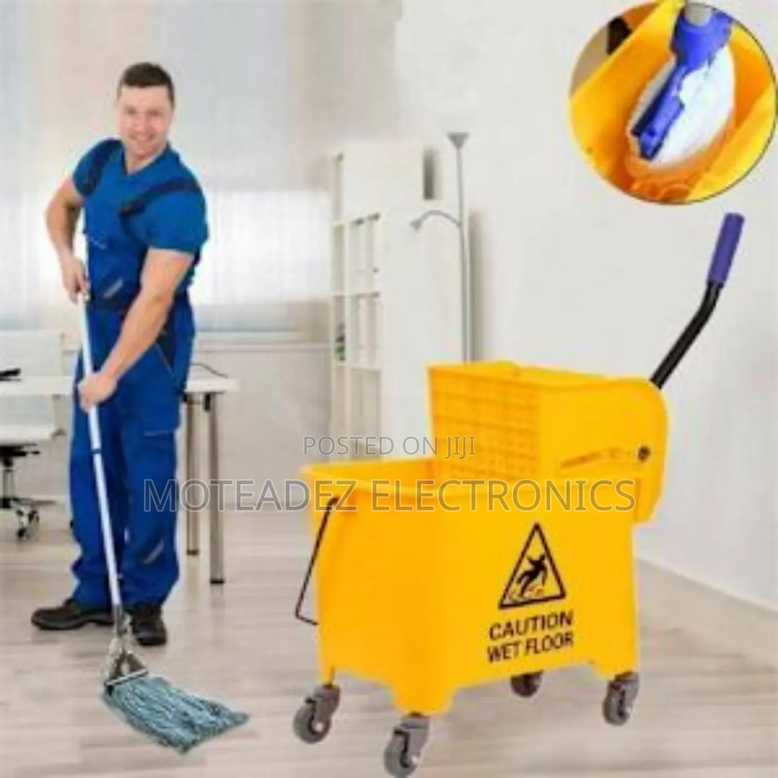 20ltr Wet Floor Caution Mop Bucket With Wringer Cleaning Set