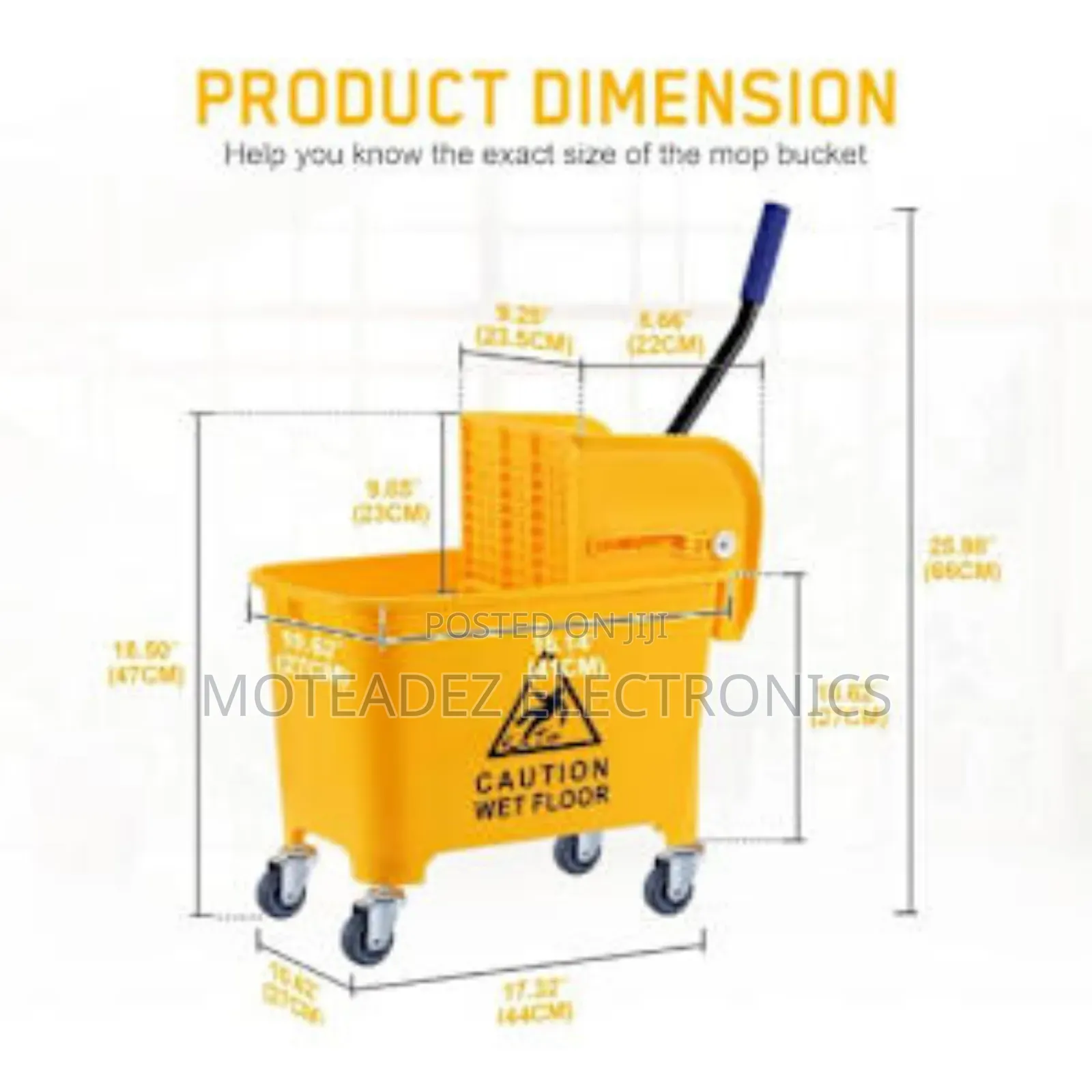20ltr Wet Floor Caution Mop Bucket With Wringer Cleaning Set