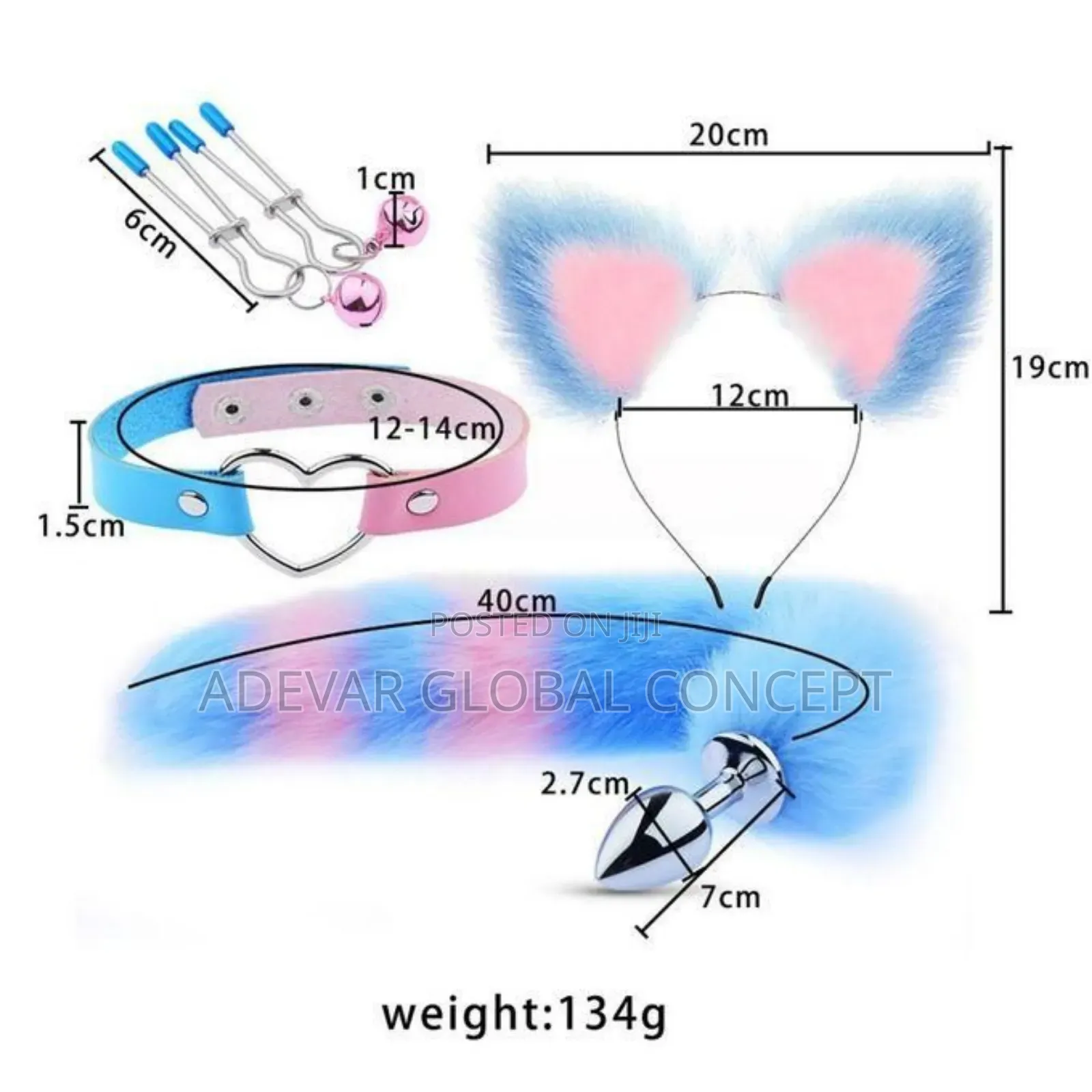 Sexy Fox Tail Anal Plug Cute Ears Headbands Set Nipple BDSM Kits