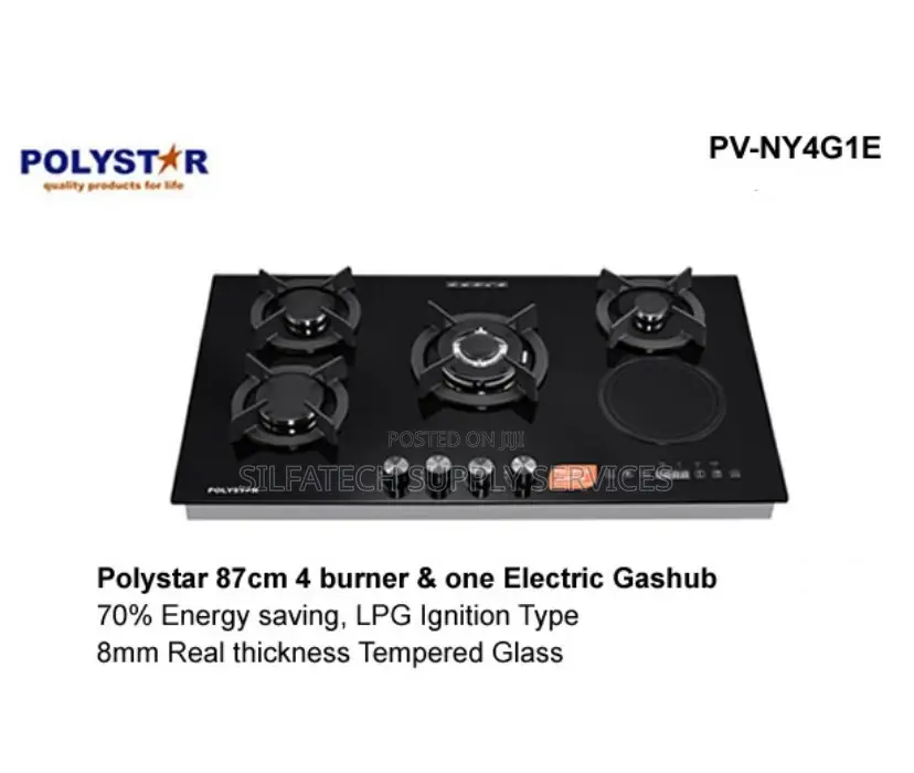 Polystar 87cm 4 Burner And 1 Electric Gasshub