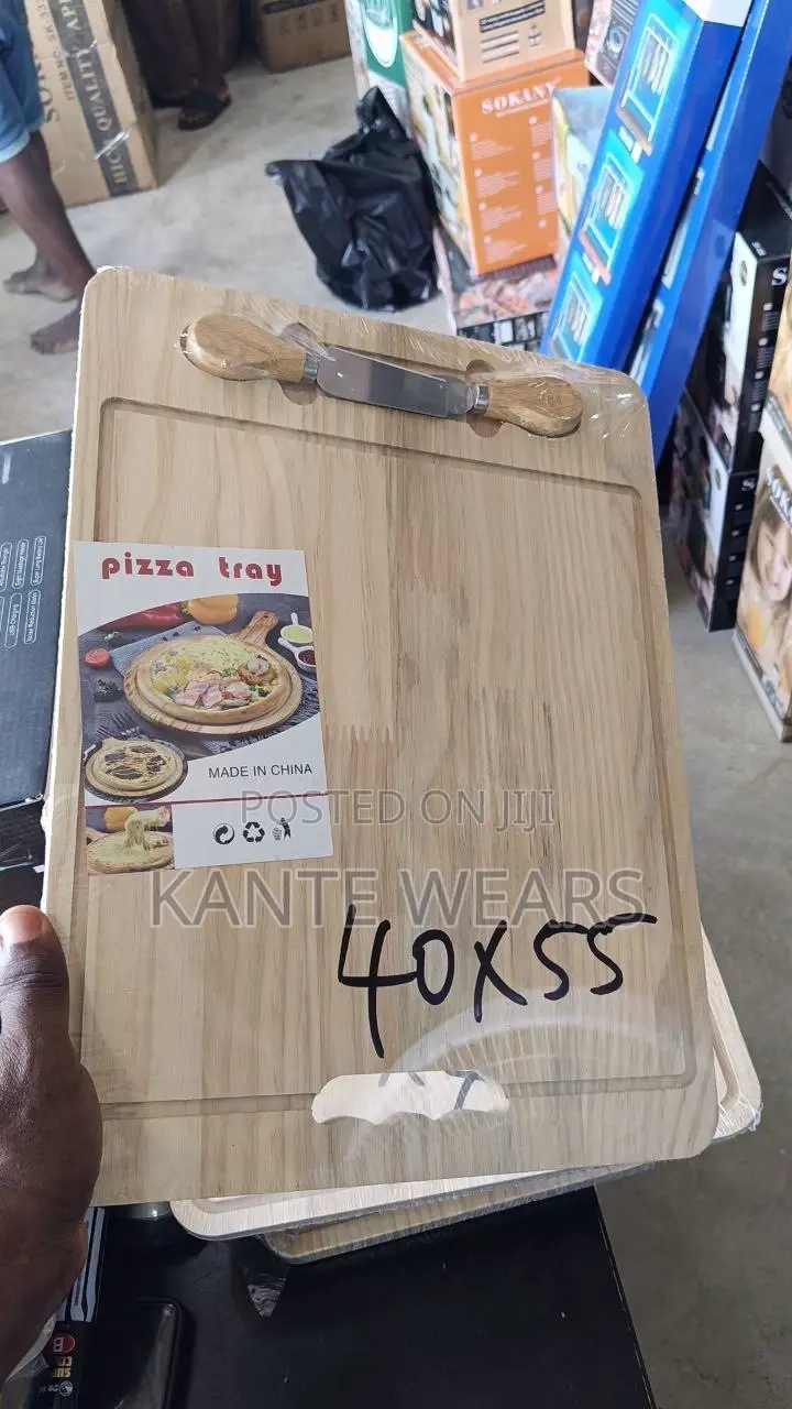 40*55 Wooden Cutting Board With 2 Pizza Cutter