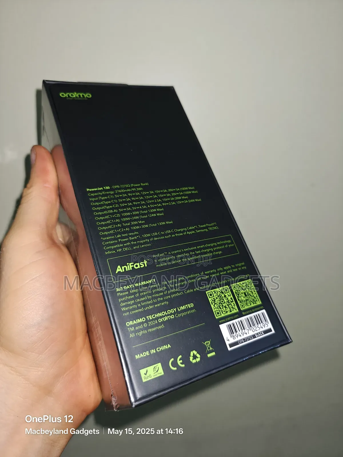 Oraimo Power Jet 130. 27,600mah Power Bank 130 Watts