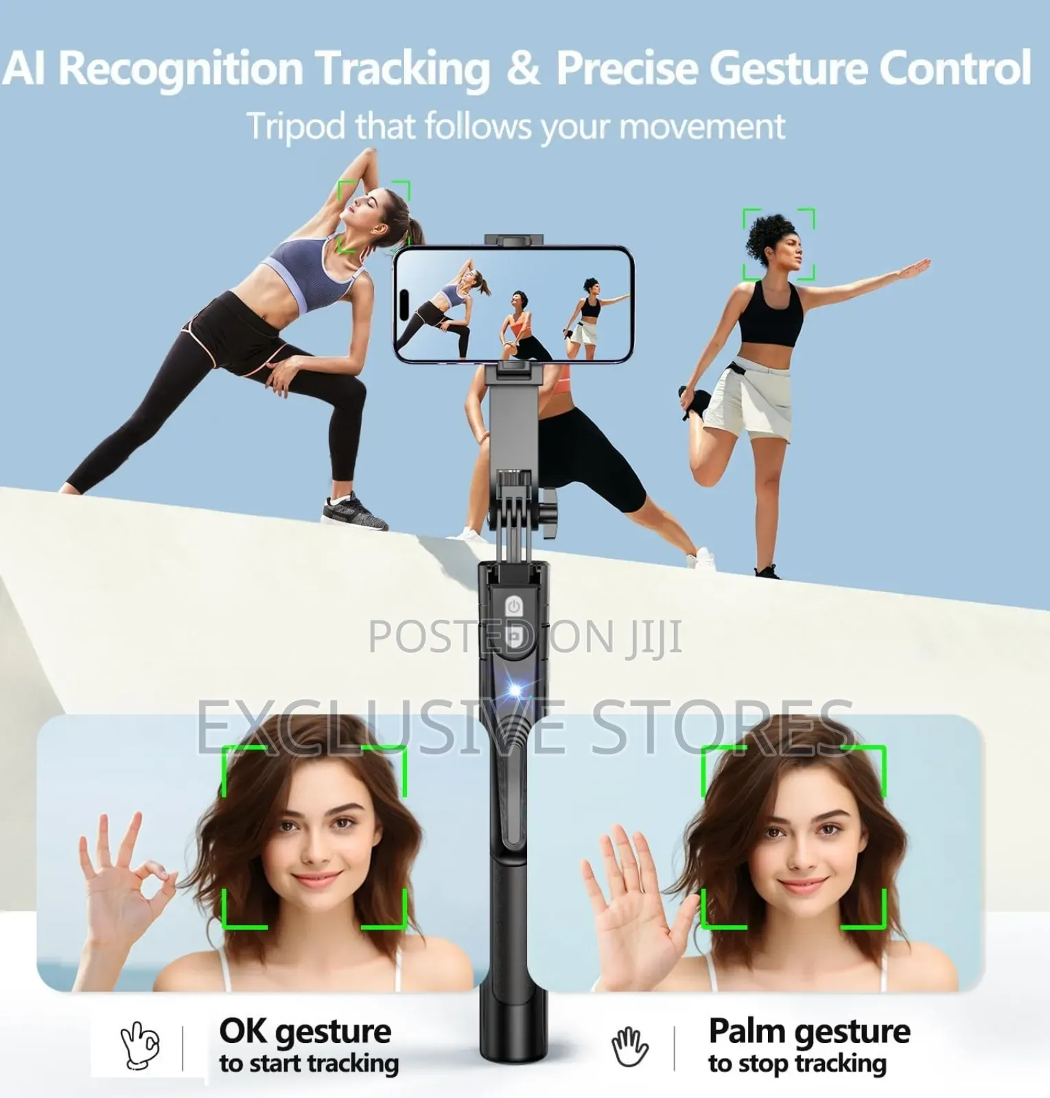 Auto Face Tracking Tripod 360° Rotation With Stand